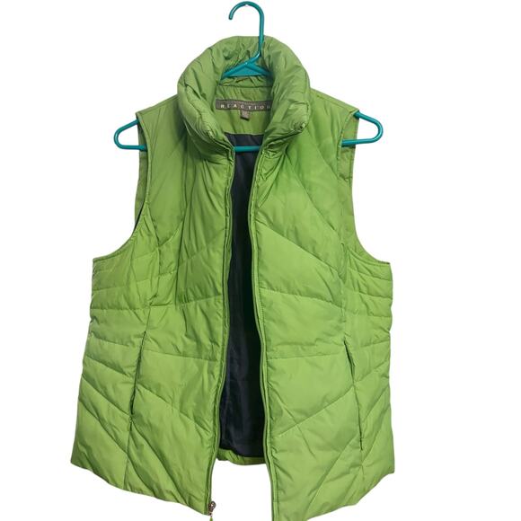 Kenneth Cole Reaction Green Sleeveless Warm Fall Puffer Vest sz L w/ Pockets - Picture 7 of 10